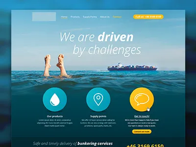 Website Wip - Rebound blue boat container feet water website yellow