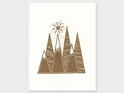 Gold Peaks - Letterpress Notecard drawing gold letterpress notecard rapidograph stationary