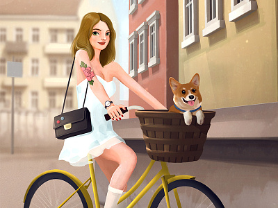 All Tomorrow's Parties bicycle bike city dog fashion girl illustration photoshop urban woman