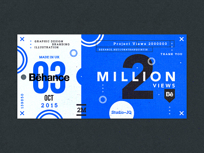 2 Million behance blue followers icons shots thanks thankyou ticket