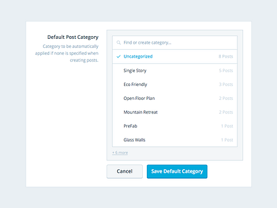 Default Post Category form selection settings