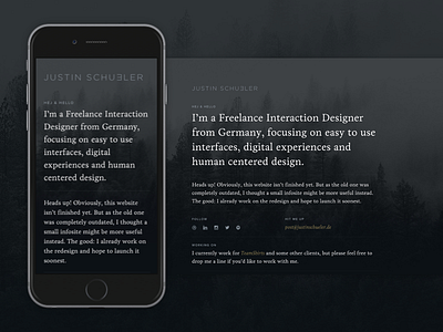 Personal Website Update big image dark forest minimal personal portfolio responsive sketch typography wip