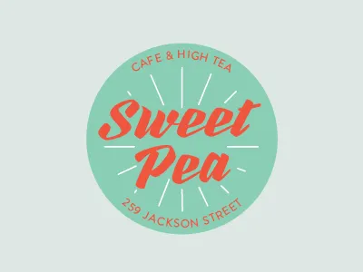 Sweet Pea Branding 1950s branding cafe fifties high tea identity logo mango peach teal