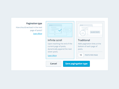 Pagingation Type form settings