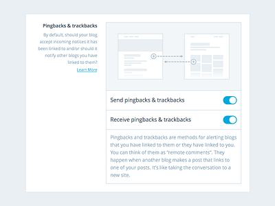 Pingbacks form settings toggle