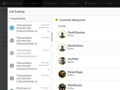 SharpSpring Call Tracking application callerid