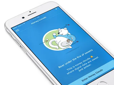Honey.Clouds intro screen bear icon illustration illustrations ios iphone vector