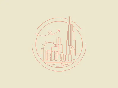 Chicago chicago city flat illustration line vector