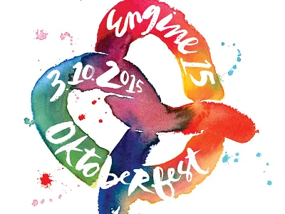 Engine 15 Brewing Company Oktoberfest blue color hand lettering oktoberfest orange painting pretzel purple red watercolor yellow