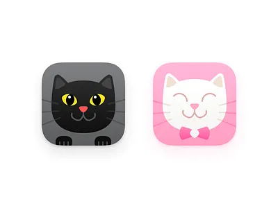 Kitty Faces black bowtie cat face icons ios mascot pink white