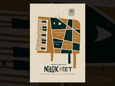 Nilok 4tet gigposter freejazz gig gigposter illustration jazz music psychedelic screenprint silkscreen