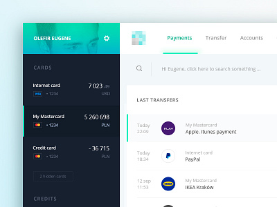 Online banking dashboard data finance green interface ios layout ui ux