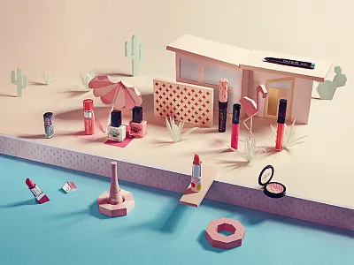 Paper set design flamingo miami paper setdesign