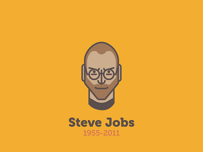 Steve Jobs apple color design flat graphic icon mac minimal portrait strokes