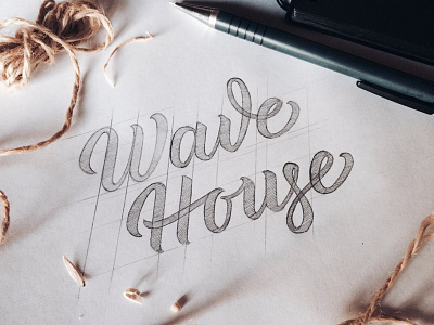 Wave House bali camp lettering logo logotype mark retro script surf type typography wave