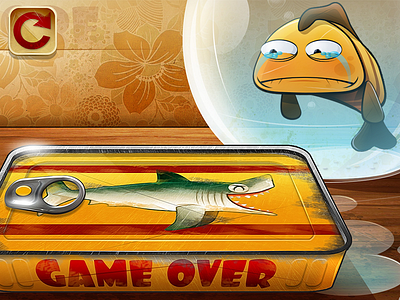 Sharky : Game Over Screen character design game design game over video game