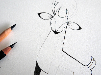 Little Stag animals character creature deer forest illustration monochrome sketch stag