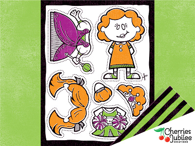 Halloween Paper Dolls character design cheerleader crown curtrjensen halloween costume paper dolls pom poms princess trick or treat