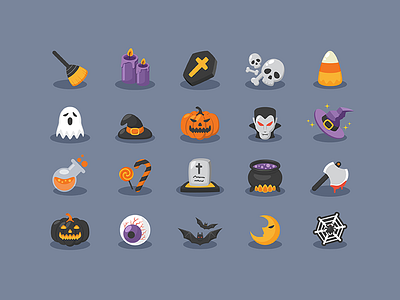 Halloween Icons axe black blood dracula freebie ghost halloween horror magichat orange poison pumpkin