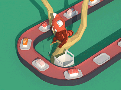 Fishing for some sushi animals c4d fishing low poly red panda sashimi sushi