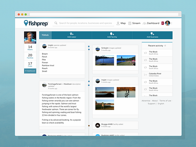 Fishprep.com - Dashboard community content dashboard fishing fishprep information network social social media startup user web website