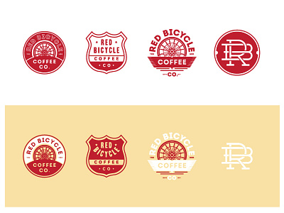Red Bike Logo caffeine coffee life blood lines logo vintage wow