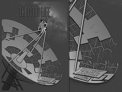 The Good Life poster condensed decrepit gig poster illustration milky way ominous poster saddle creek space