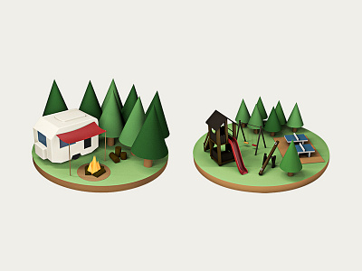 Le Bivouac Camping 3d camping cinema4d city flat game isometric render
