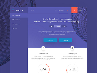 Mardikor business chart dashboard design flat interface material promo ui ux web website