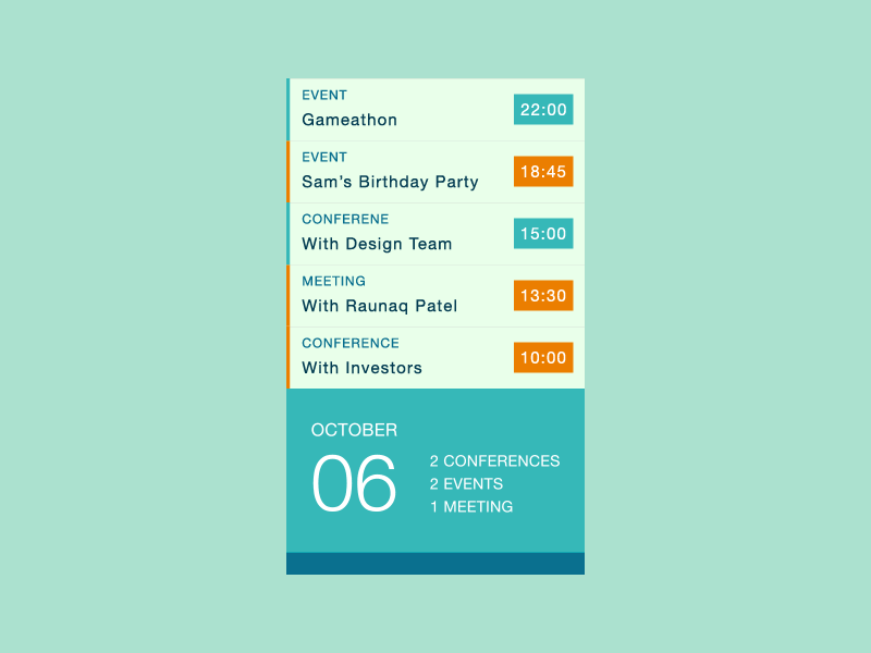 Day 011 - Calendar UI calendar conference design events flat meeting minimal ui ux