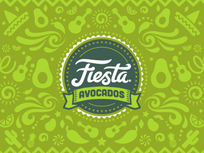 Fiesta Avocados Packaging Pattern avocados brand farm farming fiesta food green lettering mexico packaging party type