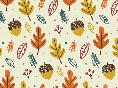 Hello Autumn acorn autumn branch fall leaves pattern seasonal