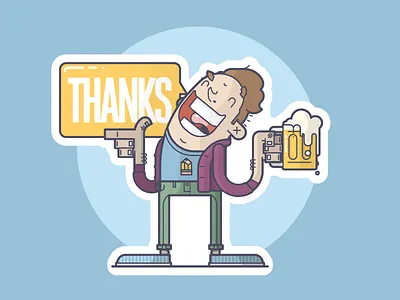 Thank You Stickers! beer cheers happy illustration line art pint smile sticker thank you thanks