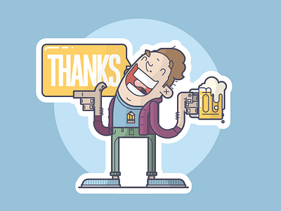 Thank You Stickers! beer cheers happy illustration line art pint smile sticker thank you thanks