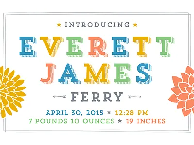 Everett James Ferry announcement baby birth