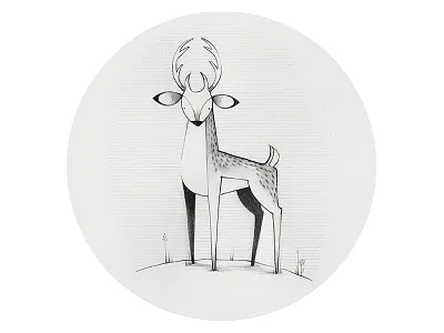 Little Stag animals character creature deer forest illustration monochrome sketch stag