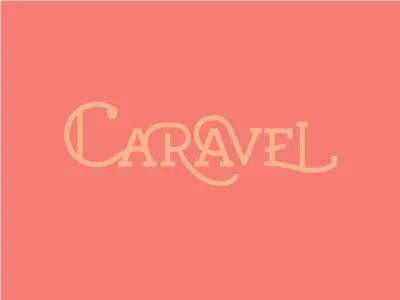 Caravel Lettering archer lettering ligatures peach red sailing ship