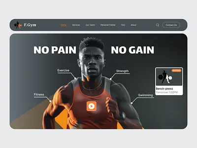 Body Fitness Ui Web Hero Design bodybuilding fitnessui gymlover healthgoals uiuxdesign