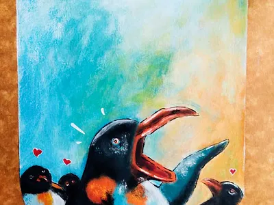 Singing Penguin consept art illustration love penguin singing traditional art traditional ink