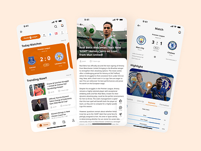 Football App antony football football app football score app livescore app news app ui ui design ui ux