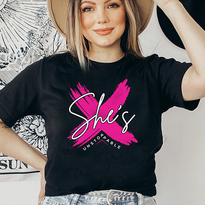 She’s Unstoppable - Stylish typography t shirt design bold typography branding creative lettering empowerment feminine t shirt girl boss graphic design hand lettering lettering merch design merchandise modern calligraphy motivational t shirt shirt design strong women stylish art t shirt t shirt design typography typography t shirt