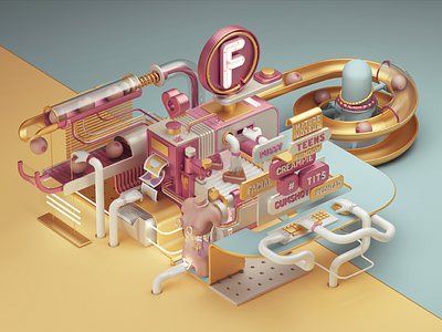 Fluffer 3d adobe c4d cgi illustration photoshop render vray