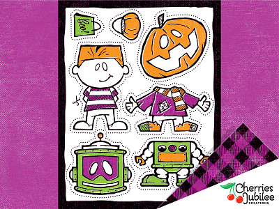 Halloween Paper Dolls character design curtrjensen halloween halloween costume paper dolls pumpkin robot scarecrow