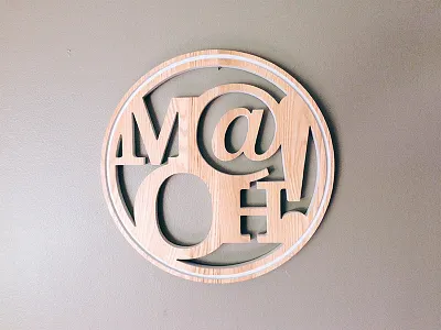 Logo Woodcut carve cnc logo oak typography wood woodcut