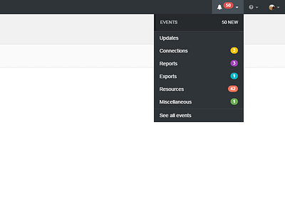 Events/notifications dropdown badges categories counters dropdown events notifications ui