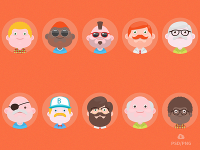 Free Set Of Material design avatars avatars flat freebie material avatars material design png psd