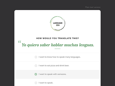 Zen Language Learning - Email campaign email language learning mailchimp marketing newsletter quiz
