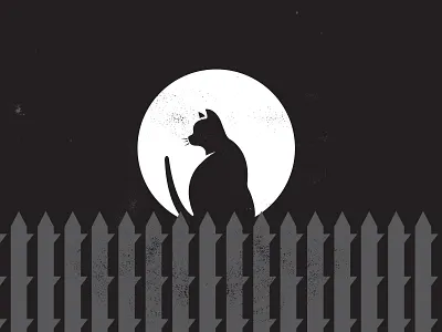 Week 1 - Black Cat cat fence halloween illustration kitty moon silhouette texture