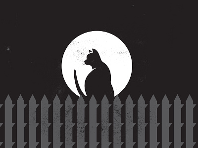 Week 1 - Black Cat cat fence halloween illustration kitty moon silhouette texture