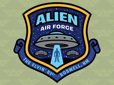 "Alien Air Force: Cryptid Command" Embroidered Patch Design alien army art cryptid cryptozoology embroidered patch merchandise military paranormal patch ufo